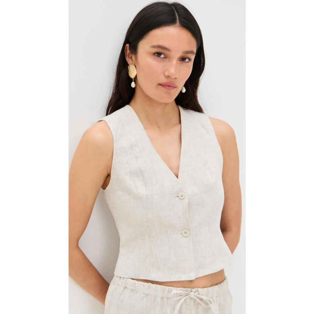 NWT! Reformation Anita Linen Vest in Oatmeal Size 8